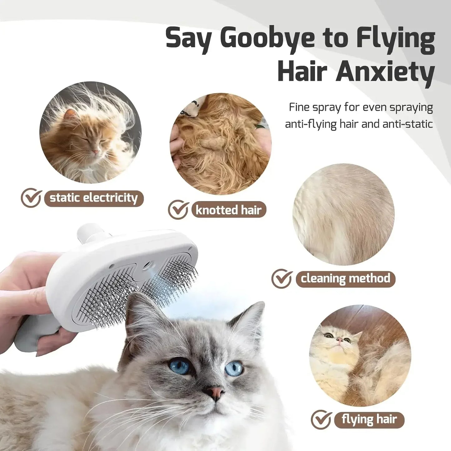 Pawfect Steam Groom Pro – 4-in-1 Spray Brush