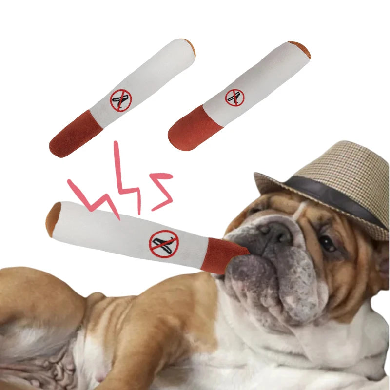 Pawfect Plush Squeaky Cigar Toy – Soft, Durable & Hilariously Fun for Small Dogs