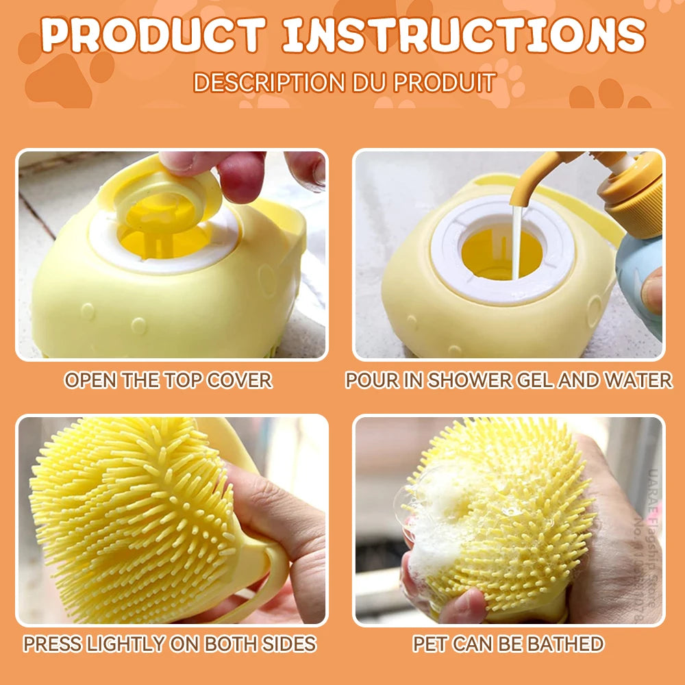 Pawfect Pet Bathing & Massage Brush with Shampoo Dispenser