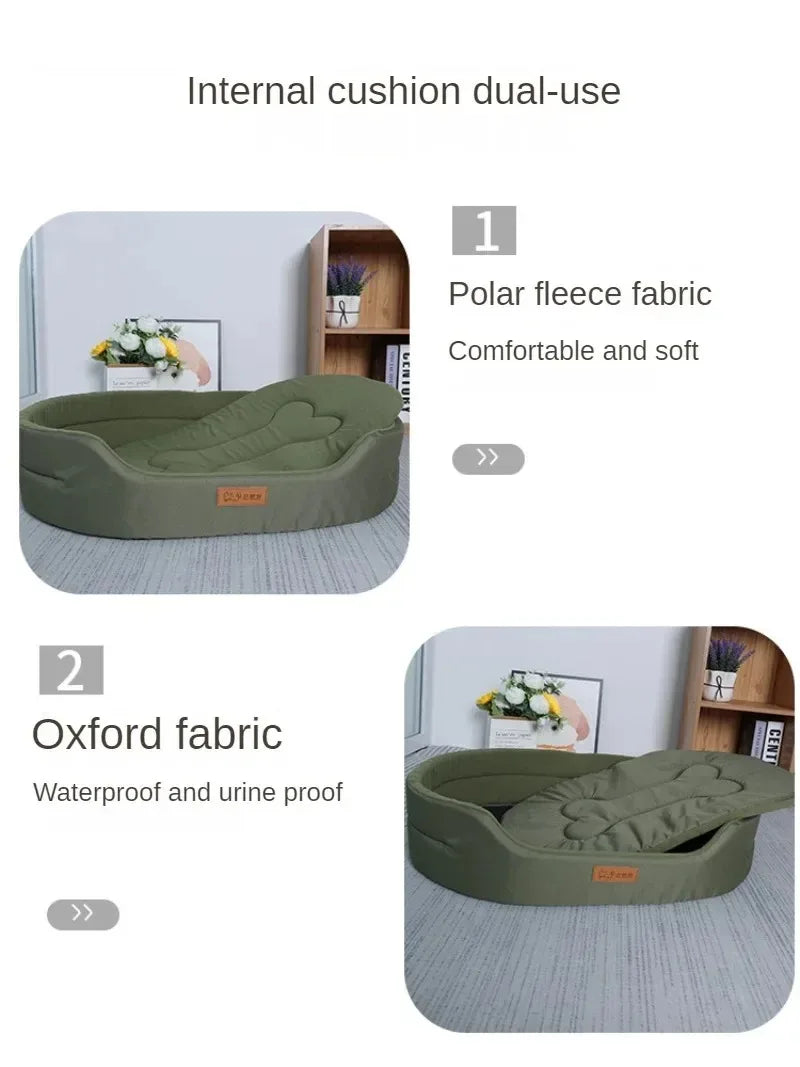 Pawfect Dual-Sided Pet Bed with Waterproof Oxford Base & Fleece Cushion
