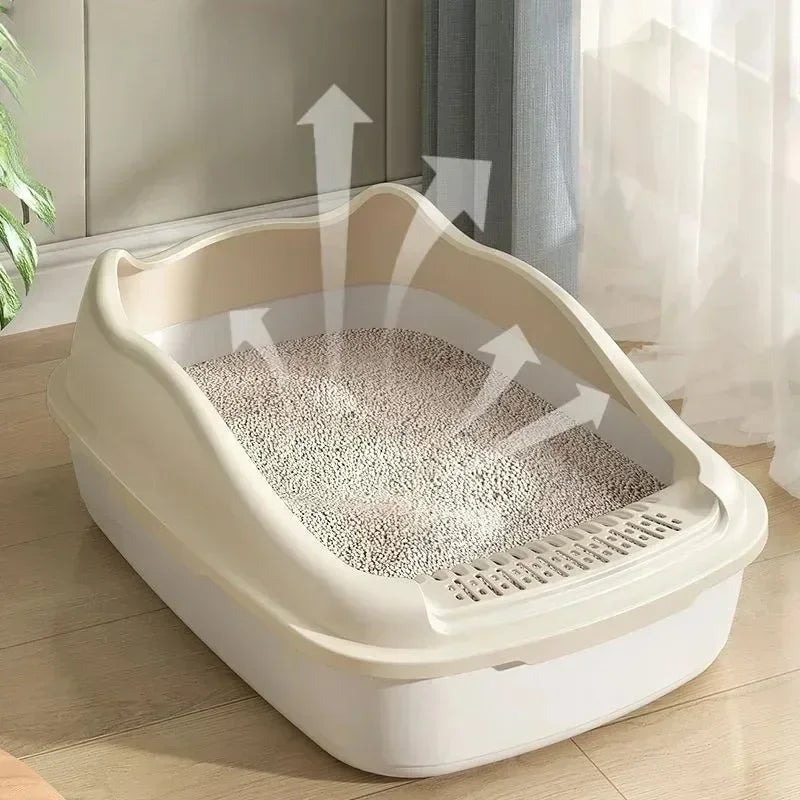Pawfect High-Sided Litter Box – Easy-Clean, Anti-Spill Open Cat Toilet with Scooper