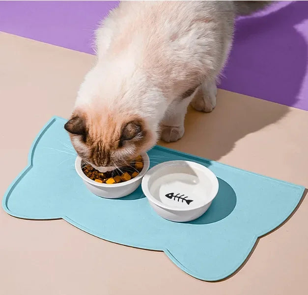 Pawfect Cat Feeding Mat – Waterproof, Non-Slip Silicone Mat for Food & Water Bowls