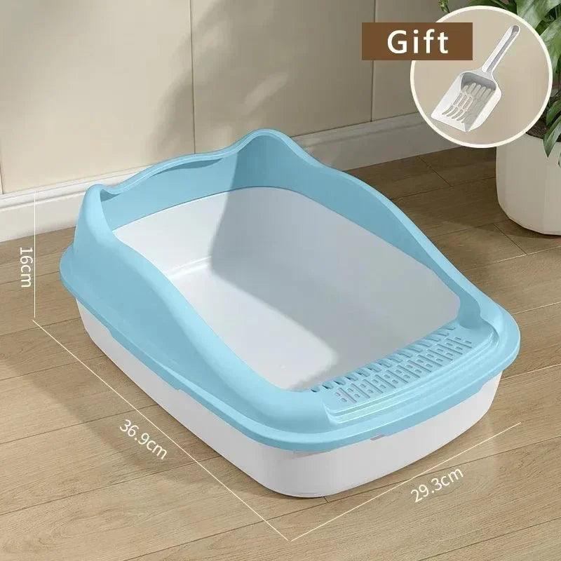 Pawfect High-Sided Litter Box – Easy-Clean, Anti-Spill Open Cat Toilet with Scooper