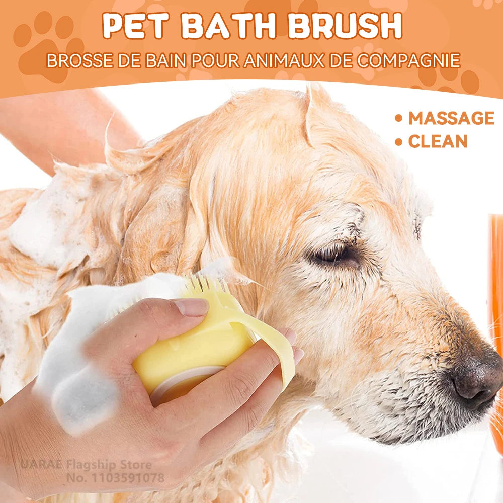 Pawfect Pet Bathing & Massage Brush with Shampoo Dispenser