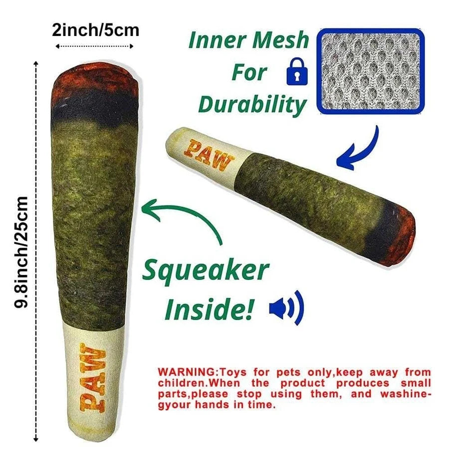 Pawfect Plush Squeaky Cigar Toy – Soft, Durable & Hilariously Fun for Small Dogs