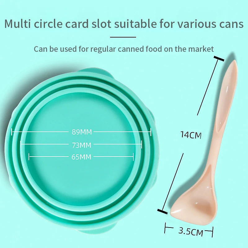 Pawfect Pet Can Lid & Spoon Set – Silicone 3-Ring Lid with Matching Feeding Spoon