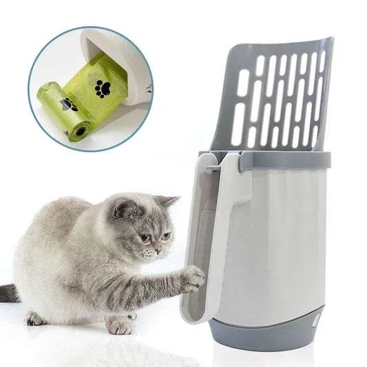 Pawfect Cat Litter Scoop with Trash Holder – Clean-Up Made Effortless!