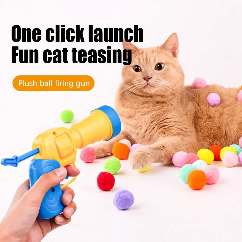 Pawfect Plush Ball Launcher – Silent Interactive Pom Pom Gun Toy for Cats