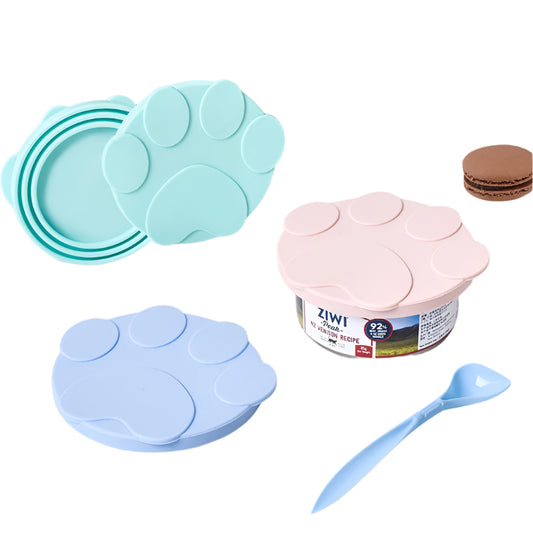 Pawfect Pet Can Lid & Spoon Set – Silicone 3-Ring Lid with Matching Feeding Spoon