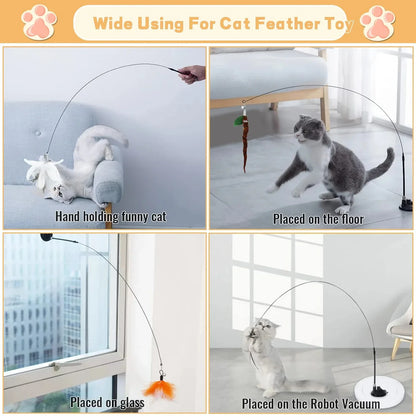 Pawfect Feather Wand Toy – Suction Cup Cat Teaser for Solo & Interactive Play