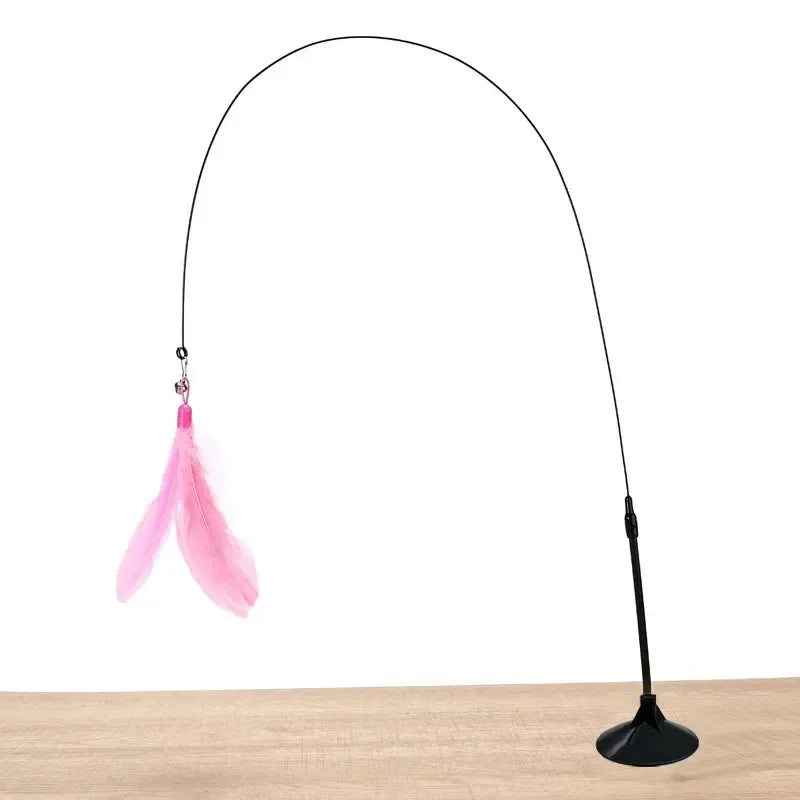 Pawfect Feather Wand Toy – Suction Cup Cat Teaser for Solo & Interactive Play