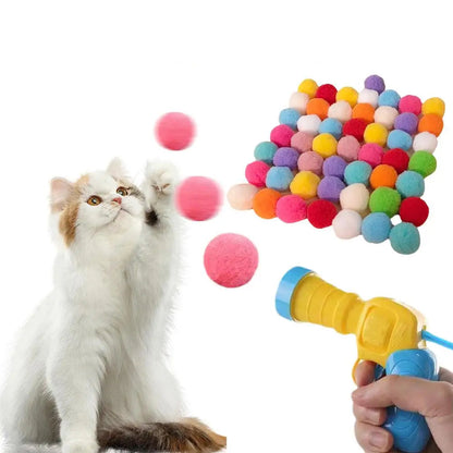 Pawfect Plush Ball Launcher – Silent Interactive Pom Pom Gun Toy for Cats