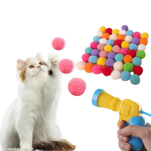 Pawfect Plush Ball Launcher – Silent Interactive Pom Pom Gun Toy for Cats