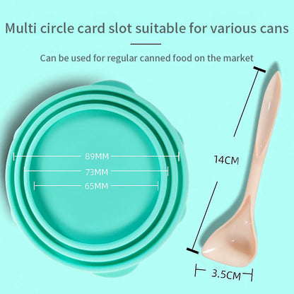 Pawfect Pet Can Lid & Spoon Set – Silicone 3-Ring Lid with Matching Feeding Spoon