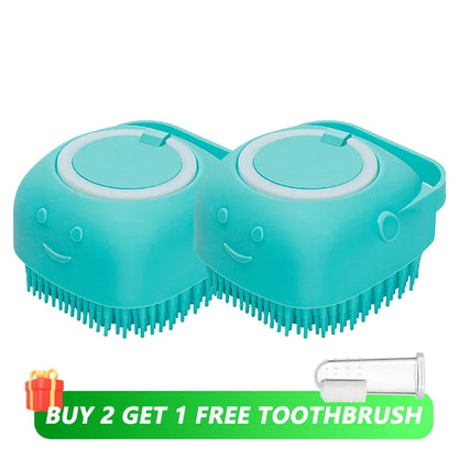 Pawfect Pet Bathing & Massage Brush with Shampoo Dispenser