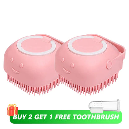 Pawfect Pet Bathing & Massage Brush with Shampoo Dispenser