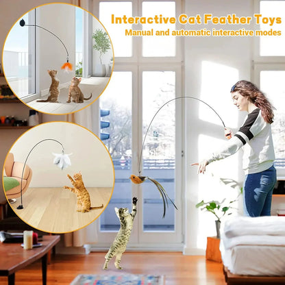 Pawfect Feather Wand Toy – Suction Cup Cat Teaser for Solo & Interactive Play